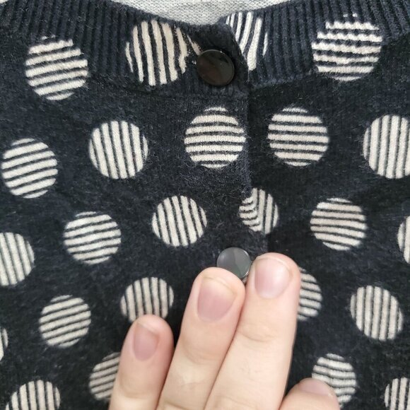 Merona Women's Y2K Black White Polka Dot Soft Knit 3/4 Button Up Cardigan Sz XS - Picture 2 of 6